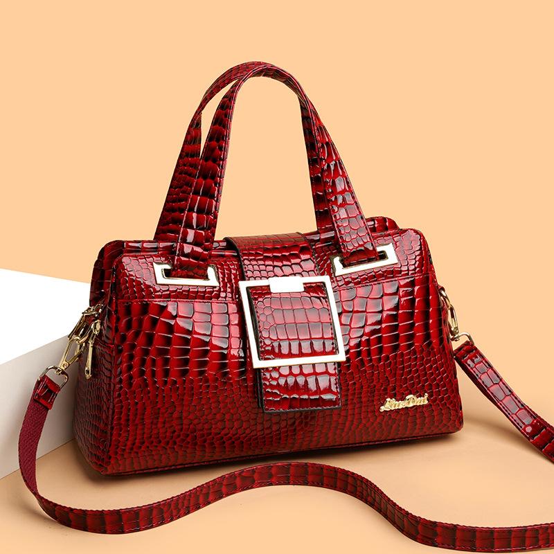Nowa Torba Bostonka Stylowa Jednolity Kolor Torba dla Mamy w Średnim Wieku Przenośna Torba na Ramię Crossbody