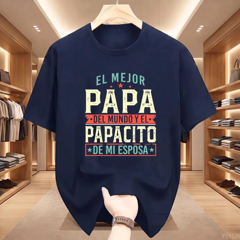 The Best Dad In the World T-shirt Gift for Dad T-Shirt Spanish Father's Day Tees Crewneck Short Sleeve Printed Tees Clothing