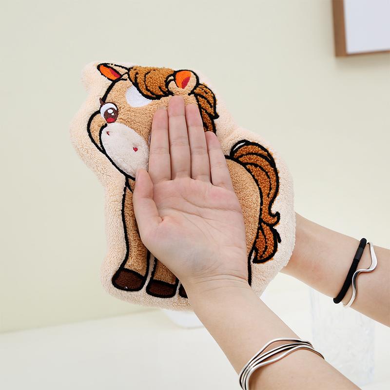 Cartoon Cute Pony Hand Towel Coral Fleece Home Kitchen Wipes Horse Thickened Hanging Absorbent Towels For Bathroom Home Decor