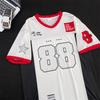 American street loose v-neck football No. 88 jersey women's short-sleeved T-shirt casual oversize versatile top ins