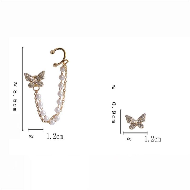 Boucles d'oreilles papillon élégantes et mignonnes en strass coréen pour femmes filles mode chaîne en métal zircon cadeaux