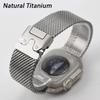 Curea 100% Titan Pur Buclă Milaneseă pentru Apple Watch Ultra 1 2 49mm 10 46mm Bandă din Oțel Inoxidabil pentru Iwatch 9 8 7 6 45mm 44mm