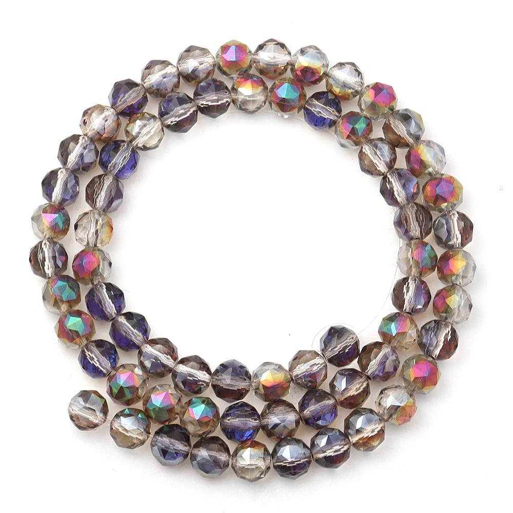 1 Strand 8mm Faceted Crystal Beads Transparent Colored Loose Spacer Round Glass Beads DIY Earrings Bracelet Jewelry Accessories