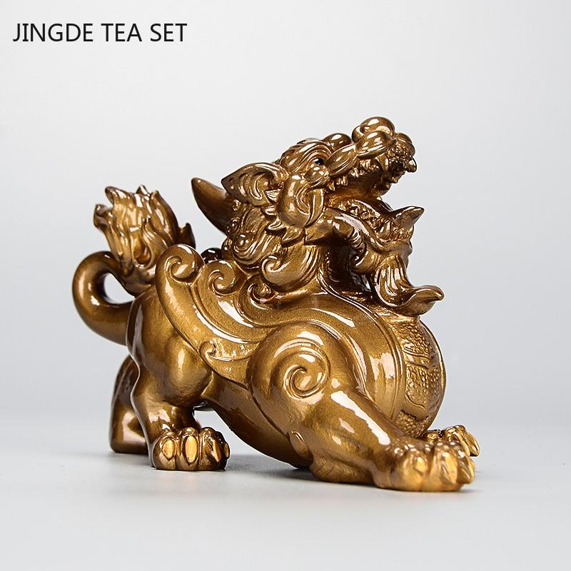 Creative Color-changing Tea Pet Lucky Pixiu Tea Table Decoration Chinese Tea Set Resin Ornaments Customized Teaware Supplies