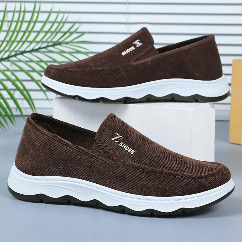 Spring Autumn Men's Casual Shoes Outdoor Soft Soled Non Slip Footwear Breathable The Elderly Men's Wear Resistant Cloth Shoe