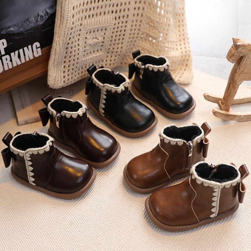 Winter Fleece-lined Cotton Shoes for Children Princess Shoes Warm Short Boots Non-slip Soft-soled Big Cotton Boots