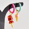 1Pair Dopamine Enamel Sweet Heart Cute Bee Flower Girl Aesthetic Aretes Funny Food Cake Gothic Star Hoop Earrings Jewelry
