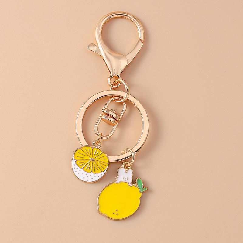 Cute Enamel Simulation Food Fruit Keychan Lemon Strawberry Key Ring for Women Girls Handbag Pendant DIY Jewelry Gift