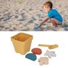 Travel Friendly Silicone Beach Toys Set with Bucket Shovel 4 Sand Moulds Sand Toys for Toddlers Kids