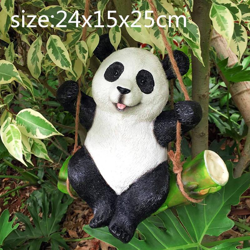 Creative Simulation animal outdoor patio garden Cartoon Koala panda Swinging suspension Animal sculpture Crafts decorations