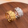 Leaf Stainless Steel Adjustable Ring - 18k Gold Colorfast with Vacuum Electroplating