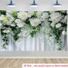 2D White Hydrangea & Green Leaves Backdrop Curtain Style Floral Background for Photoshoot