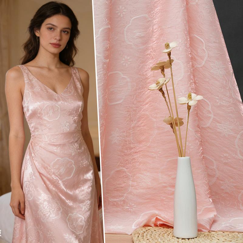 Dual-Color Embroidery Jacquard Silk Fabric for DIY Sewing Horse Glossy Shirt Cheongsam Hanfu Vest Pants Smooth Opaque Cloth