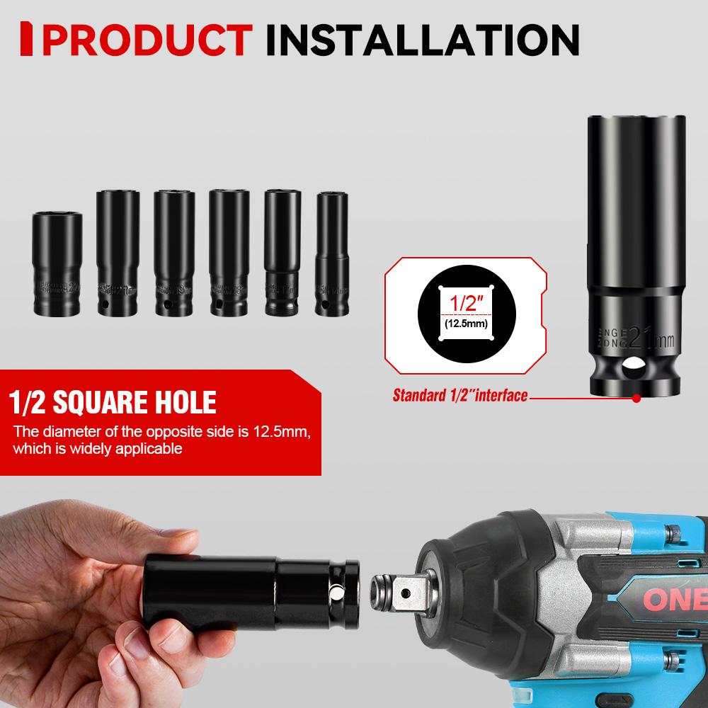 ONEVAN Torque Brushless Electric Impact Wrench 1/2 inch Screwdriver Cordless Wrench Power Tools For Makita 18V Battery