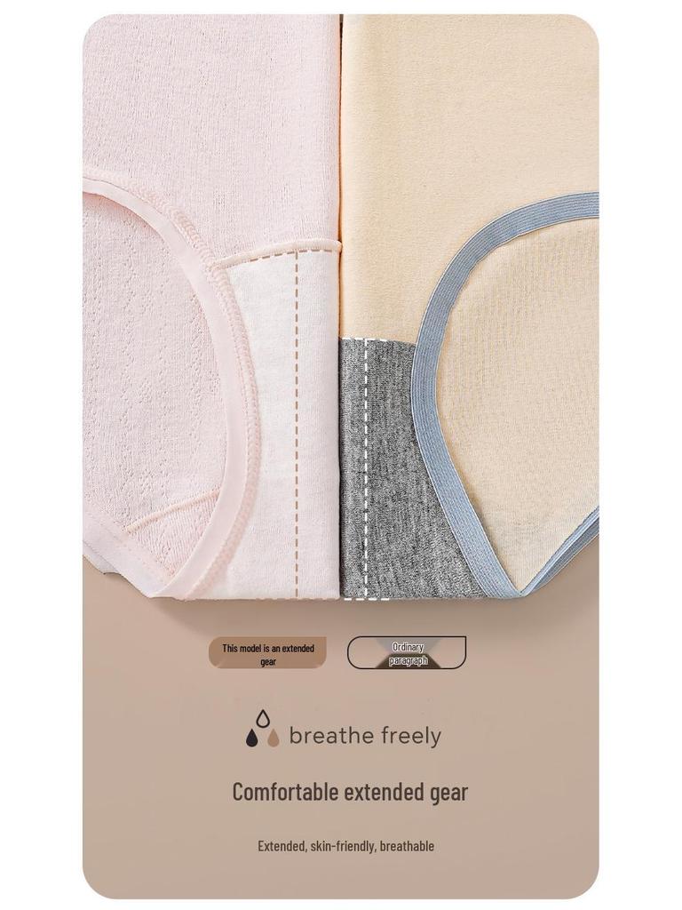 10A Seamless Women's Pure Cotton Antibacterial Plus Size Briefs with Extended Crotch & Breathable Design