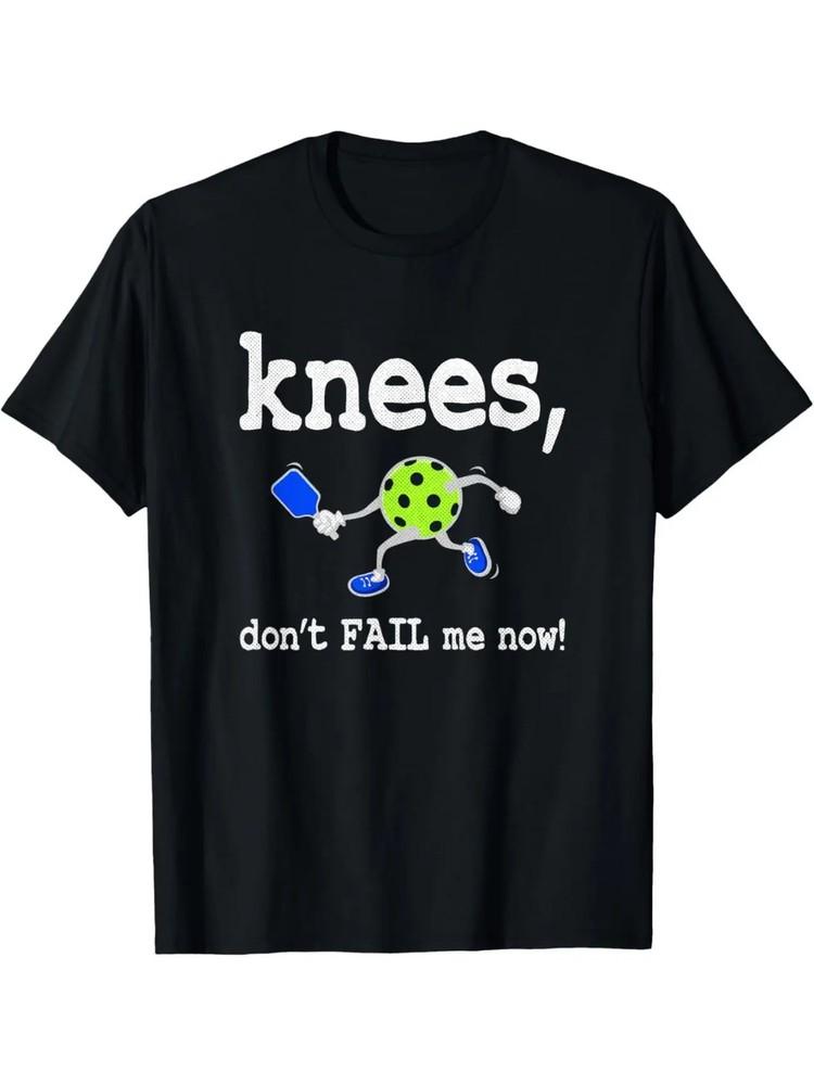 Men s Pickleball Graphic T-Shirt -  Knees, Don t Fail Me Now!  Design - Black Unisex T-Shirt XXXL