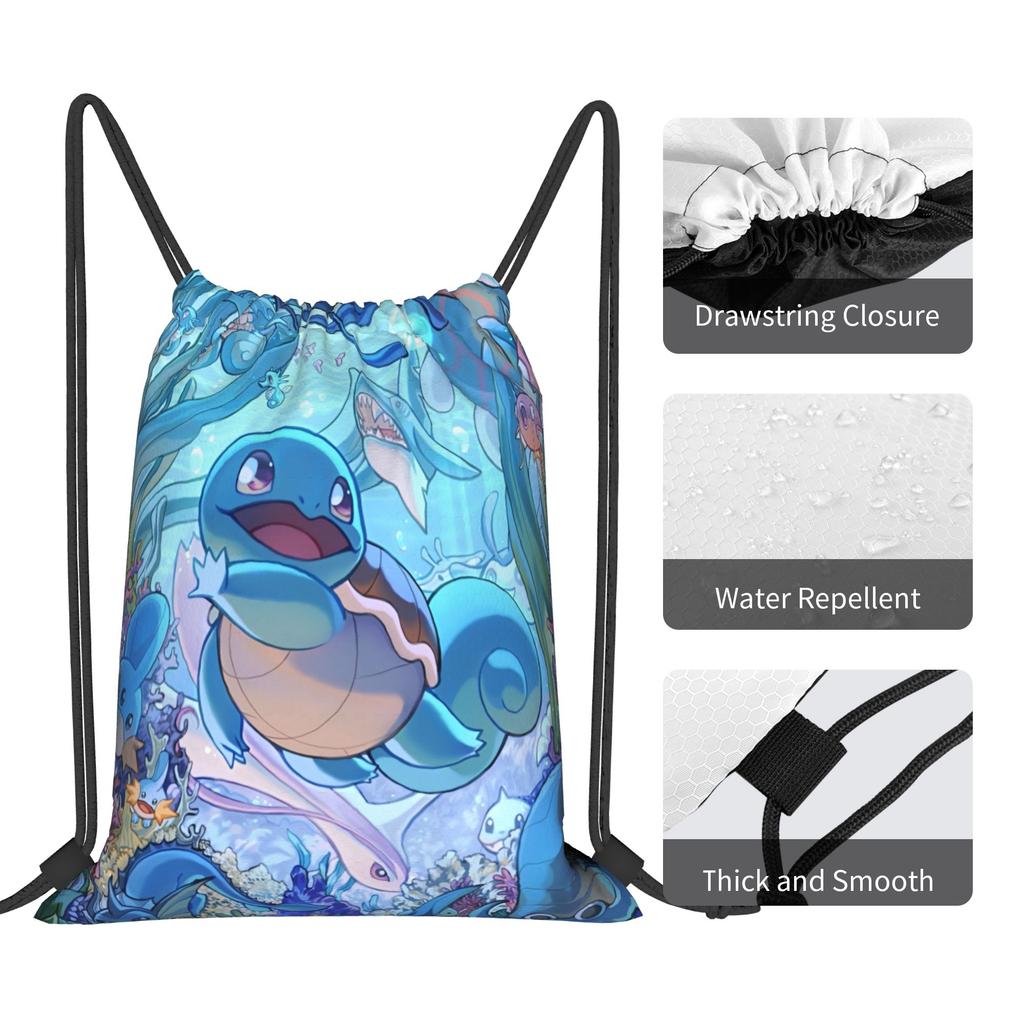 Custom S-Squirtles Drawstring Backpack Bags Men Women Lightweight Cartoon Gym Sports Sackpack Sacks for Yoga