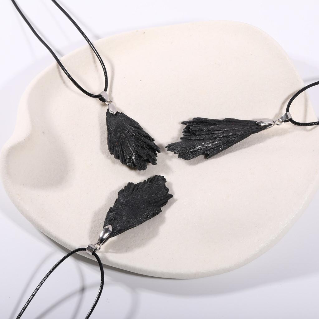 Natuursteen Zwarte Toermalijn Hanger Kristal Onregelmatige Ketting Voor Boho Stijl Sieraden