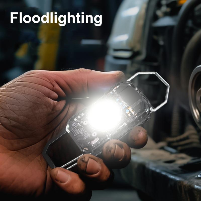 Multimode Keychain Light - Adjustable Flood Beam, Usb-C Rechargeable Belt Flashlight For Dog Walking, Night Fishing 1Pc