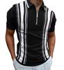 Men's short-sleeved polo shirt Casual business shirt with striped zipper Fashion 2025 summer new zipper polo shirt