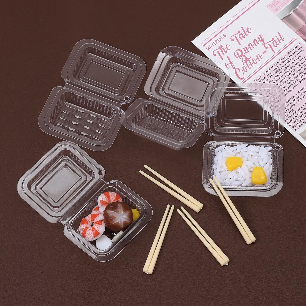 DIY Simulation Food Toy Takeout Box: Handmade Resin Hair Clip Pretend Play Accessories