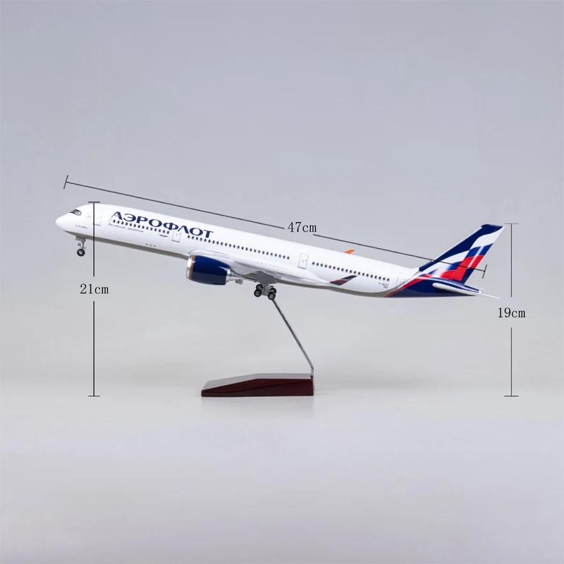 47CM 1/142 Scale Airplane Airbus A350 Aeroflot Russian Airlines Model W Light and Wheel Resin Plane For Collection Display Toys