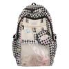 Fresh, Sweet and Cute Two-dimensional Plaid Backpack for Junior High School Students, Contrasting Colors, Large-capacity Backpack.
