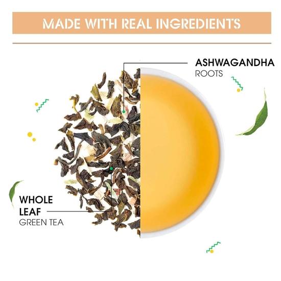 Teabox Ashwagandha-Grüntee, 25 Teebeutel | Ayurvedische Mischung aus erstklassigem Grüntee und natürlichem Ashwagandha | Stärkt das Immunsystem und verbessert das Gedächtnis