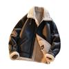 Unisex Retro Lambswool Motorcycle Jacket - Thickened Velvet Leather for Autumn & Winter