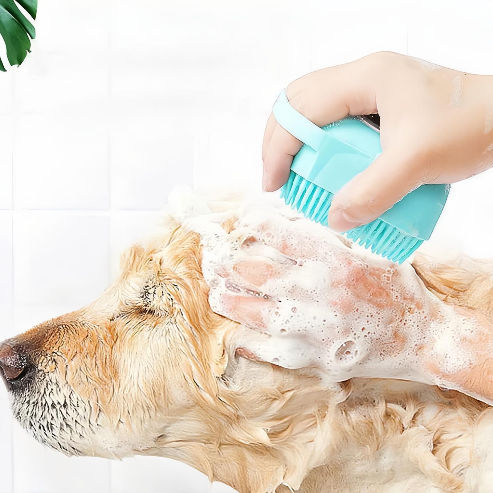 

Pet Bathing Brush, Silicone Grooming Scrub Brush For Dogs And Cats, Gentle Hair Care And Massage Tool One Size синий
