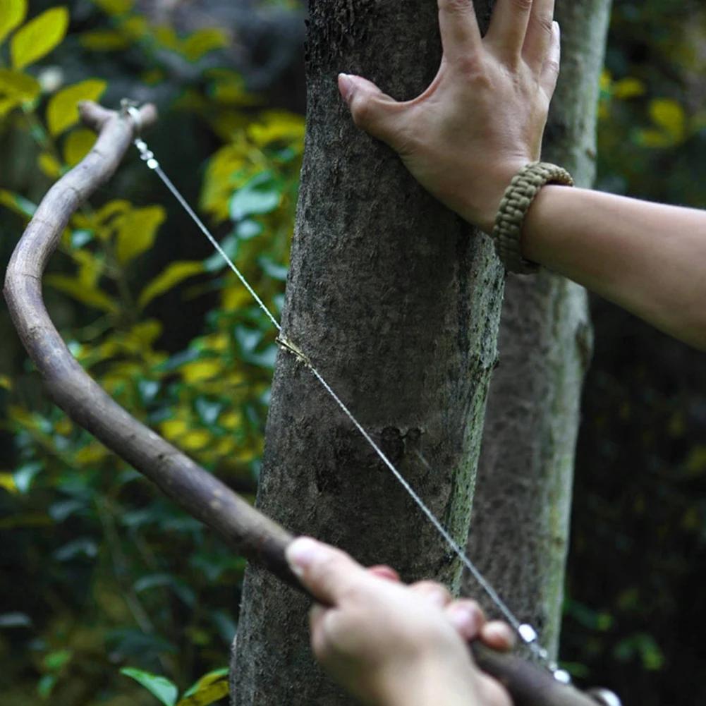 55CM Portable Stainless Steel Wire Saw with Finger Grip, Survival Tool for Outdoor Camping, Hiking, Pocket Manual Chain Saw