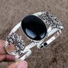 Black Onyx Gemstone Handmade 925 Sterling Silver Cuff Bangle Adjustable KKG-1066