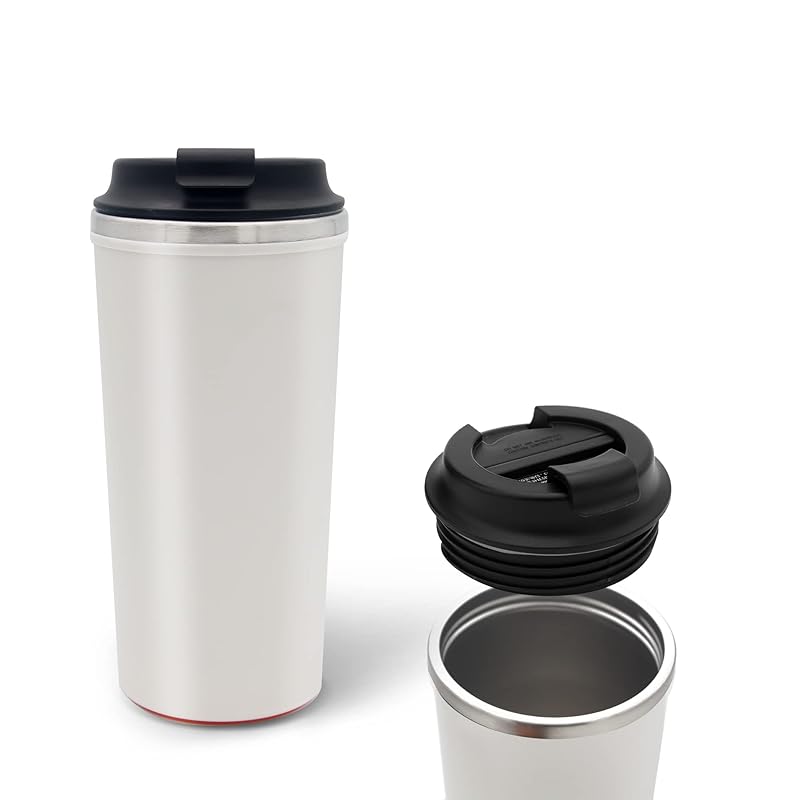 

Zipforce coffee mug sports water bottle 18 oz / 500 ML Tumbler, Double Wall Vacuum Insulated, Stainless Steel, Flip Lid, Lightweight Espresso Cup Easy
