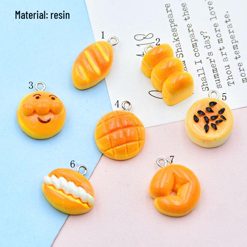 Resin 3D Food Toy Keychain: Cute Bread, Pineapple Bun & Hamburger Pendant - DIY Handmade Jewelry Accessory
