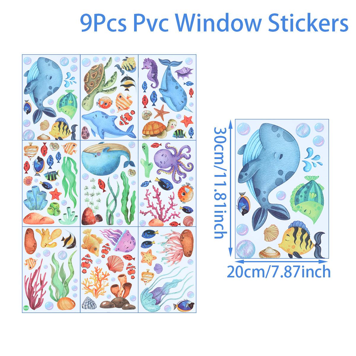 

Наклейки на окна на морскую тематику, акварельные наклейки на стекло с морскими животными, наклейки на окна для вечеринки «Под водой» для домашнего офиса, украшения для вечеринки