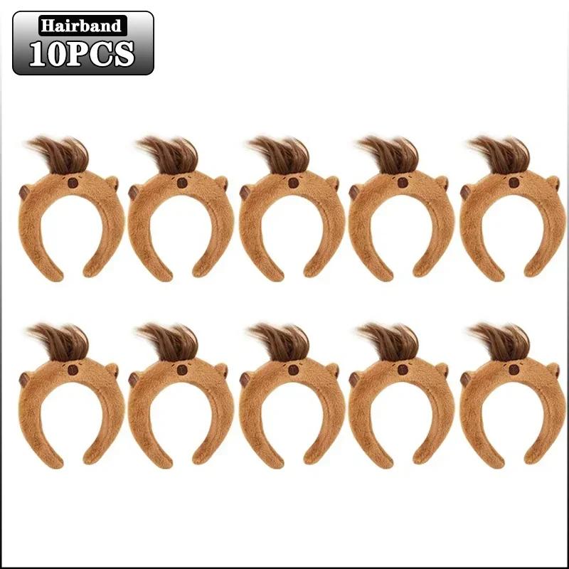 1-10PCS Plush Capybara Hair Hoop High Cranial Top Headband Cute Wash Headband Hair Accessories for Girls Kids Accessories
