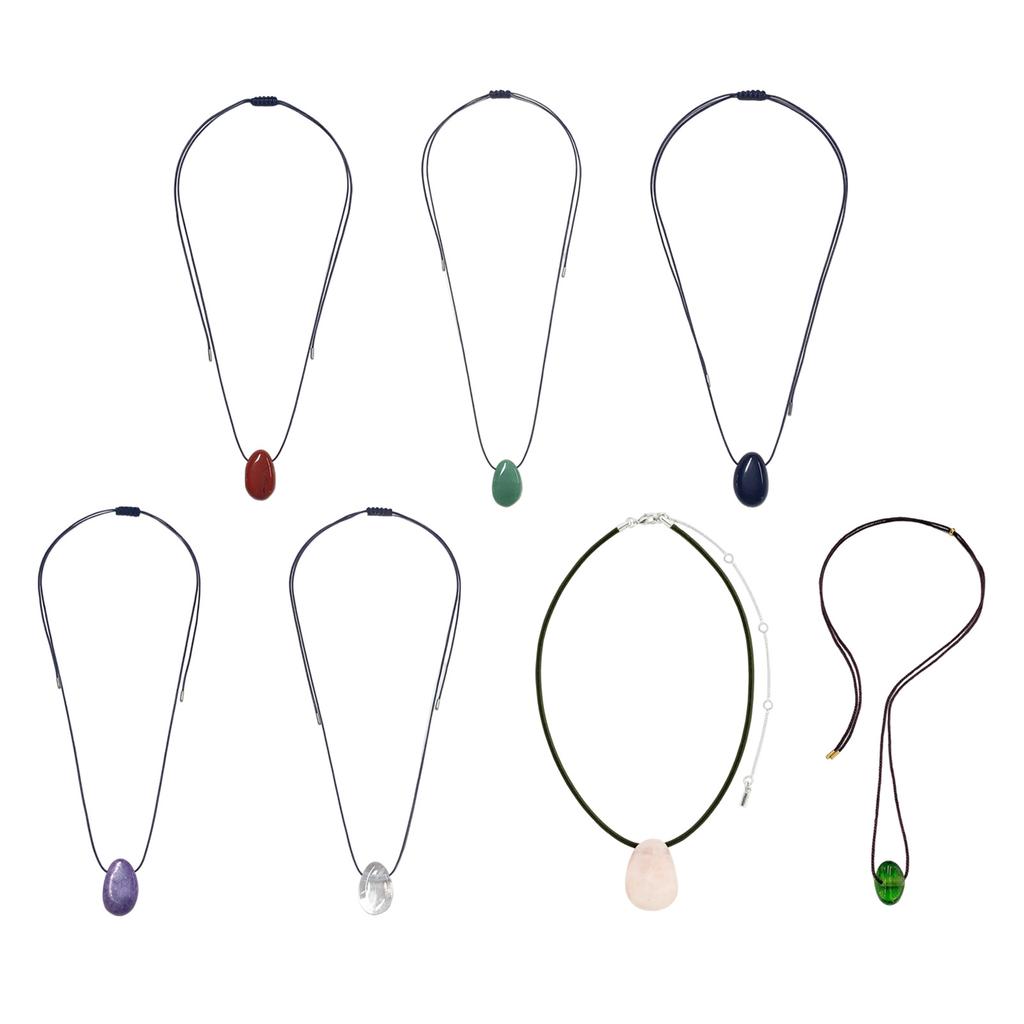 Lightweight Handmade Necklace with Irregular Stone Pendant Adjustable Rope Design Comfort Wear Neckchain