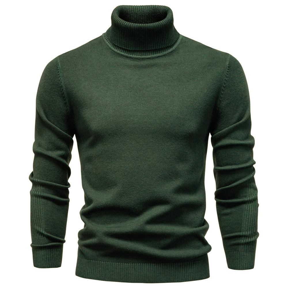 Winter Men Turtleneck Sweater Casual Solid Color Warm Pullover High Quality Slim High Neck Long Sleeve Sweater Men