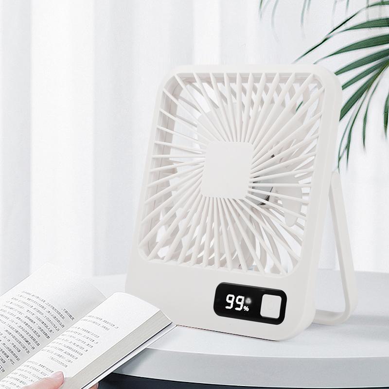 Rechargeable Desktop Fan Foldable Low Noise Strong Wind Power Adjustable Five-speed Type-C with LED Display