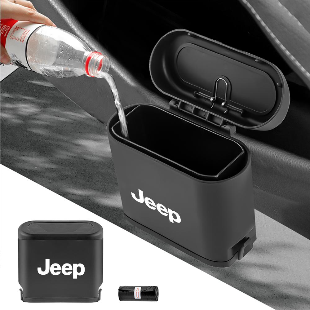 Car Trash Bin Can Auto Dustbin Waste Rubbish Bin Organizer Storage Holder For Jeep JPB Grand Cherokee Wrangler Renegaed Compass AKL1