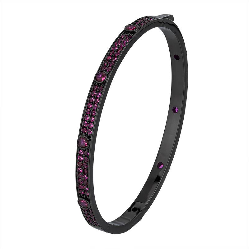 Autumn And Winter Jewelry Simulation Red Corundum Blue Spinel Retro Full Diamond Black Gold Bracelet Women