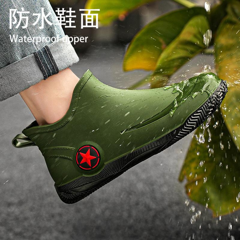 Short Rain Shoes Summer Parent-child Waterproof, Non-slip and Wear-resistant Sea Fishing Shoes Men Wear Rain Boots