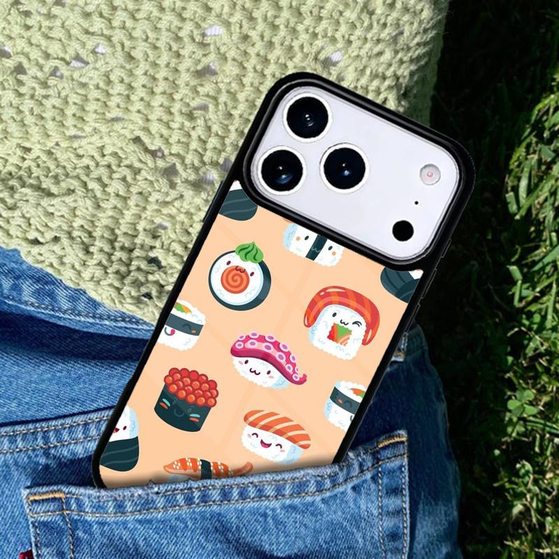 Sushi Pattern Phone Case For iPhone 17 AIR 16 Pro Max 15 14 Pro 11 12 13 Shockproof Silicone Cover