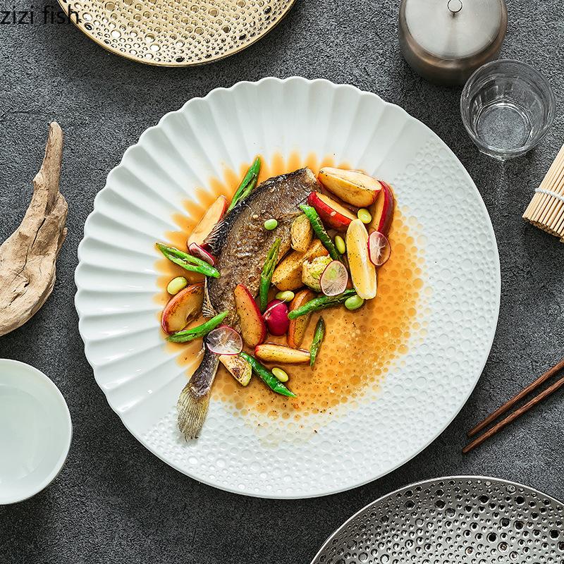 Creative Splicing Ceramics Western Plate Dining Plate Golden Dessert Plates Dessert Bowl Fruit Dish Salad Bowl Serving Plates