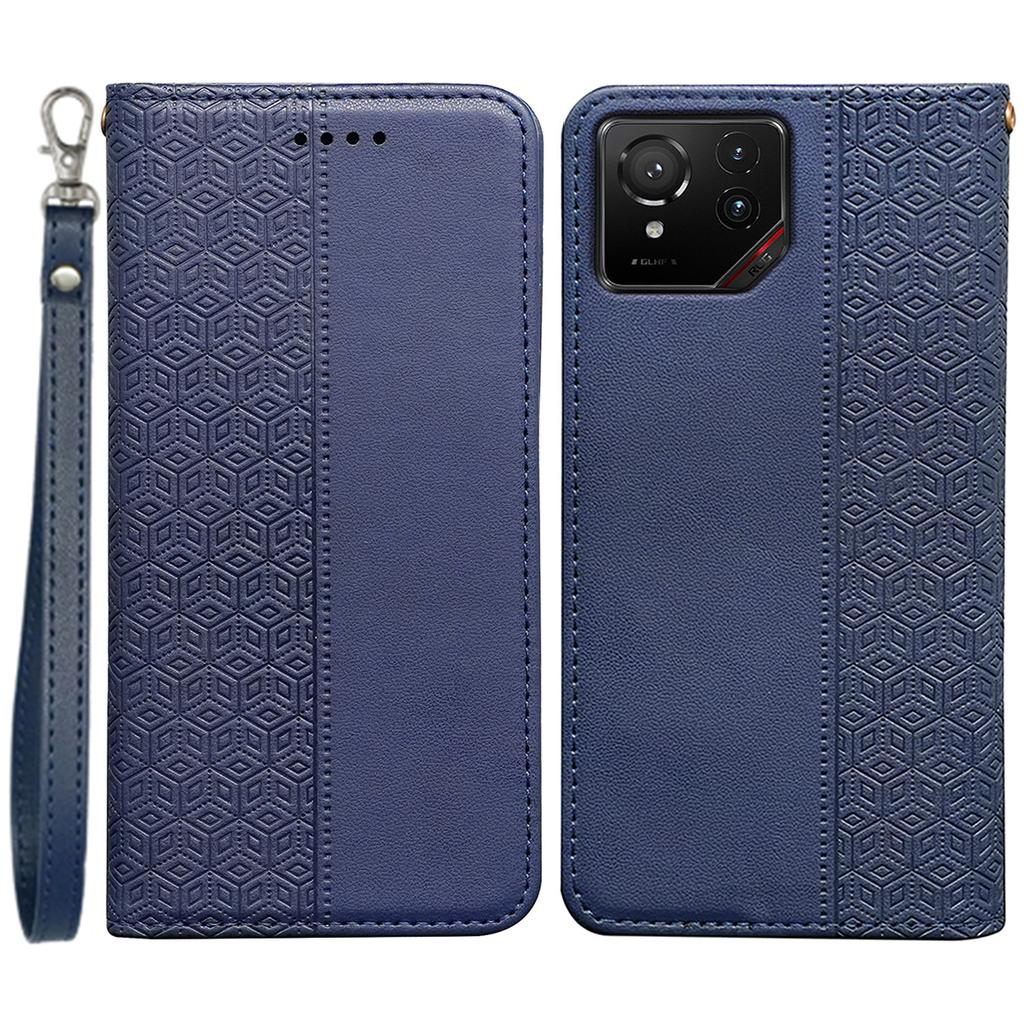 For Asus ROG Phone 9 5G Wallet Phone Case Strong Magnetic Checkered Pattern Imprint Leather Flip Cover