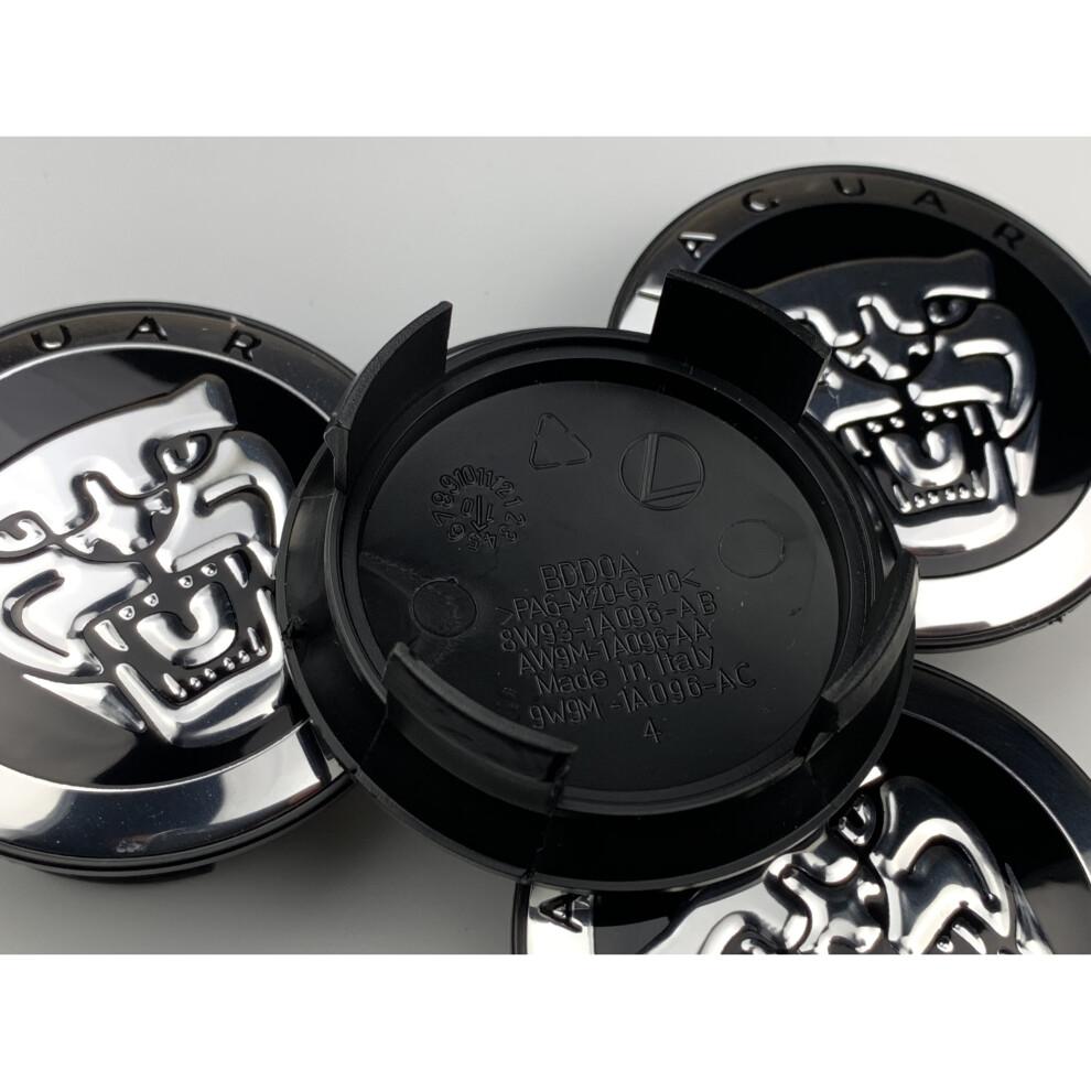 Set of 4 Black Jaguar 59mm Wheel Hub Caps – Replacement ABS Plastic, 4-Pack, Fits Most Jaguar Models