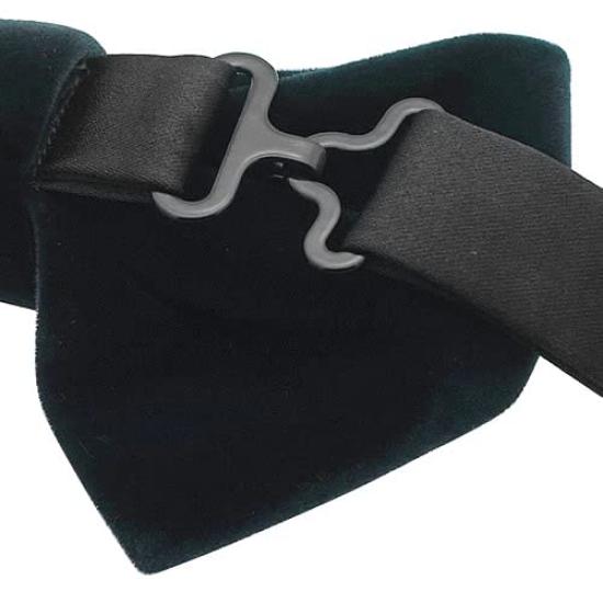 [Bowties.jp] Velour Asymmetrical Bow Tie, Easy to Wear, 9 Colors: Black, Navy, Blue, Green, Purple, Brown, Burgundy, Red (Green)