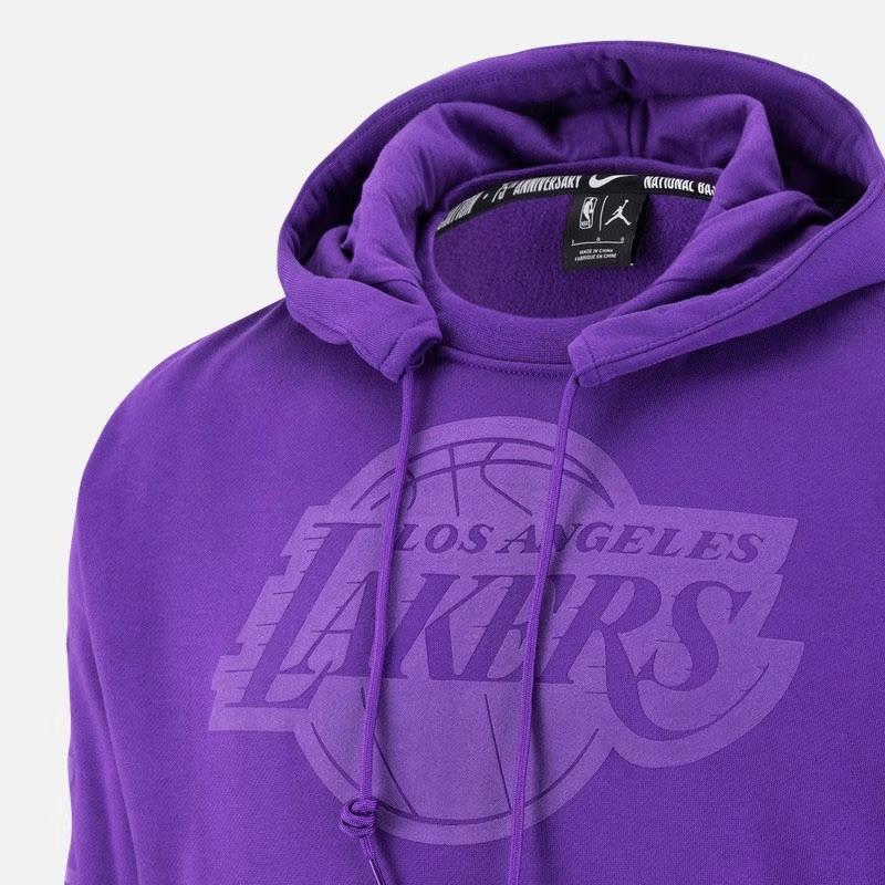 Jordan Los Angeles Lakers Pullover Hoodie With Drawstring In Relaxed Fit Men Tops Purple DB1527-504