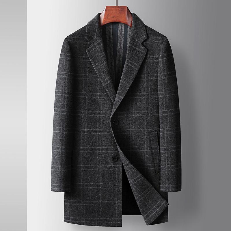 

Осенне-зимнее шерстяное пальто-тренч из скрытой шерсти средней и длинной длины, молодежное деловое двухстороннее шерстяное утолщенное повседневное пальто 170