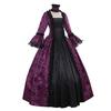 Women's High Neck Long Sleeve Maxi Dress Slim Fit Victorian Renaissance Ball Gown Costume Dress